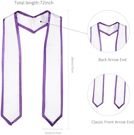 Unisex Adult Graduation Honor Stole Classic End With Trim 72" Long - Image 4