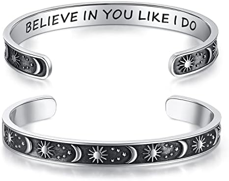 TONY & SANDY Inspirational Bracelets for Women Teen Girls Personalized Gifts for Daughter Granddaughter Mom Sister Friends Stainless Steel Engraved Cuff Birthday Easter Christmas by TONYSANDY