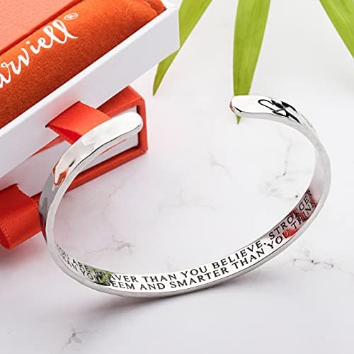 Carviell Bracelets for Women – 100+ Meaningful Engraved Messages – Solid 316L Surgical Stainless Steel Cuff Bracelet – Gift Ready - Image 3