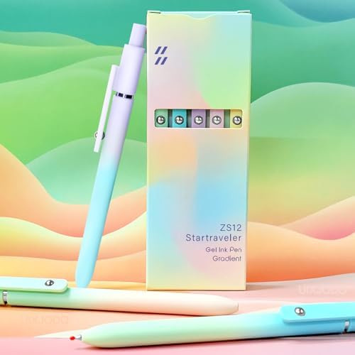 UIXJODO Gel Pens, 5 Pcs Black Ink Pens for Women, 0.7mm Medium Point Smooth Writing Pens with Silicone Grip, High-End Series Metal Clip Retractable Pens for Journaling Note Taking (5 Pcs Pastel) - Image 4