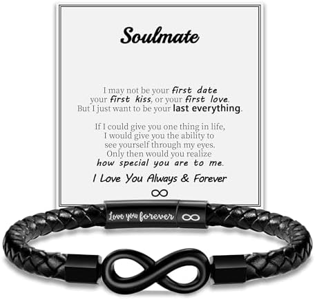 Leather Bracelet Gifts for Men, To My Son Bracelet Fathers Day Bracelet Gifts Dad Grandpa Love You Forever Engraved Birthday Valentines Graduation Gift Infinity Knot Jewelry by Sistble