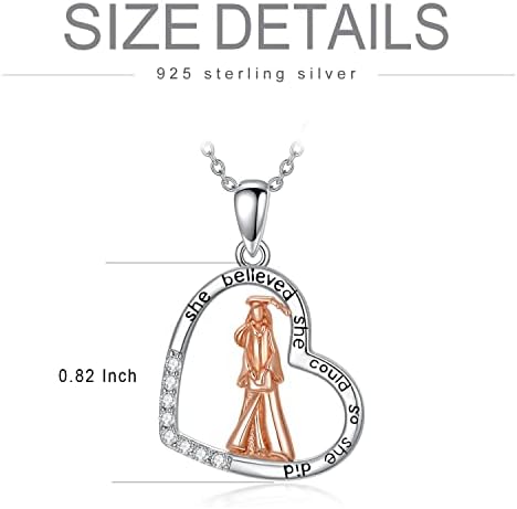 AOBOCO 2026 Graduation Gifts for Her, 925 Sterling Silver She Believed She Could So She Did Pendant Necklace College Graduation Jewelry for Women Her Daughter - Image 4