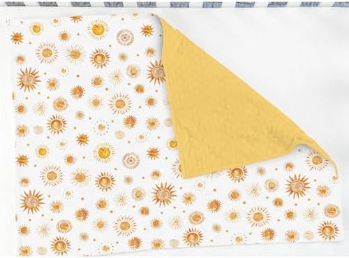 Watercolor Boho Suns Baby Blankets for Girl Boy Tribal Sun Totem Soft Mink Dotted Backing Double Layer Swaddle Receiving Blanket Summer Golden Sun Bed Throws for Newborn Infant Toddler Nursery 30x40 - Image 3