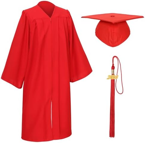 Unisex Matte Graduation Cap and Gown Tassel Package for High School and Bachelor by DDODOU
