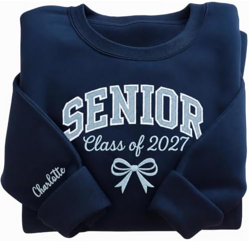 Love Signal Custom Embroidered Senior 2027 Sweatshirt, Personalized Class of 2027 Sweatshirt, Graduation Hoodie for Him Her by LoveSignal