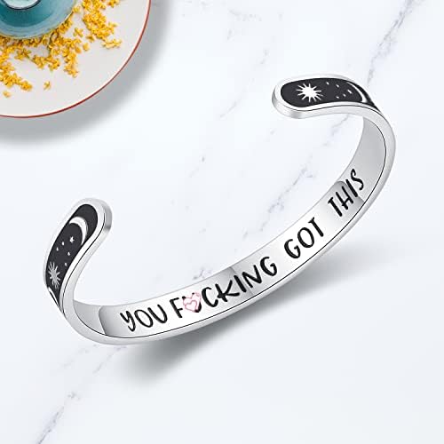 TONY & SANDY Inspirational Bracelets for Women Teen Girls Personalized Gifts for Daughter Granddaughter Mom Sister Friends Stainless Steel Engraved Cuff Birthday Easter Christmas - Image 2