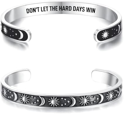 TONY & SANDY Inspirational Bracelets for Women Teen Girls Personalized Gifts for Daughter Granddaughter Mom Sister Friends Stainless Steel Engraved Cuff Birthday Easter Christmas by TONYSANDY
