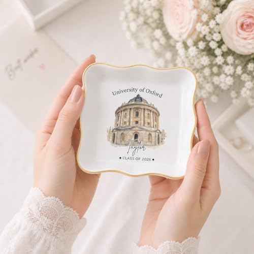 LOVELYPOD Personalized Graduation Photo Trinket Tray, Personalized College Ring Dish, Custom College Grad Gift, 2026 Graduation Gift for Her, High School Gifts, Toile De Jouy - Image 5