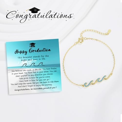 Wave Bracelet Gifts for Women, Silver Gold Waves of Life Bracelet Christmas Birthday Gift for Friend Daughter Mom Granddaughter Niece Bestie BFF Sister - Image 3