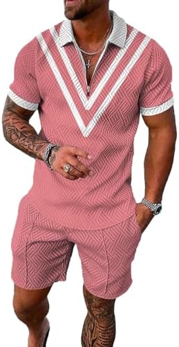 BIRW Men‘s Track Suits 2 Piece Summer Short Sets Outfits Fashion Polo Shirt Casual Short Sleeve and Shorts set by BIRW