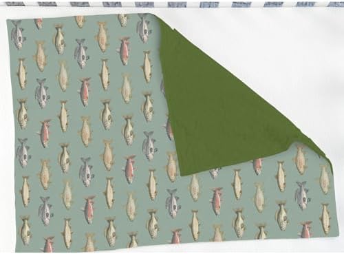 Lake Fishing Baby Blankets for Girl Boy Vintage Freshwater Fishes Soft Mink with Dotted Backing Double Layer Swaddle Blanket Lake Fishing Lover Gift Nursery Bed Blanket Infant Toddler Crib 30x40 - Image 3