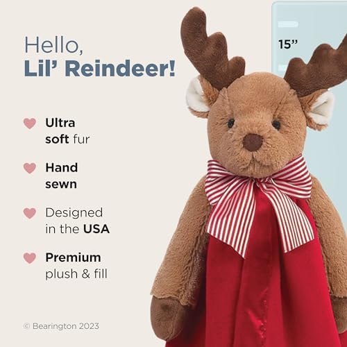 Bearington ReindeerRed Christmas Loveys for Babies - 15" Soft Baby Security Blanket with Plush Reindeer Snuggler Head - Cuddly for Newborns, Nurseries, and Holiday Festive Keepsakes - Image 2