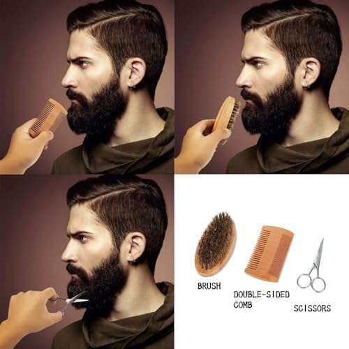 Beard Grooming Kit,Beard Kit with Beard Oil,Beard Growth Serum,Beard Wash, Beard Balm,Beard Brush, Beard Comb, Beard & Mustache Scissors Beard Growth Kit Unique Gifts for Men - Image 4