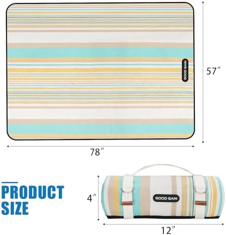 G GOOD GAIN Picnic Blanket Waterproof & Sand Proof,Beach Blanket Portable with Carry Strap, XL Large Foldable Picnic Rug Machine Washable for Camping Party,Wet Grass,Kids Playground.(Pineapple Yellow) - Image 5