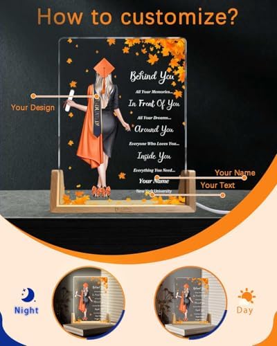 Personalized Name Graduation Gifts Custom Night Light LED Table Lamp Portrait Creator for Her 2026 University High School Keepsake(Girl H) - Image 2