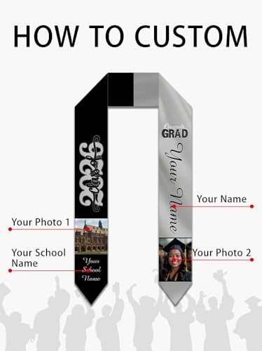 Personalized Graduation Stole Sash Custom Class of 2026 Congratulation Graduation Gifts with Photo - Image 2