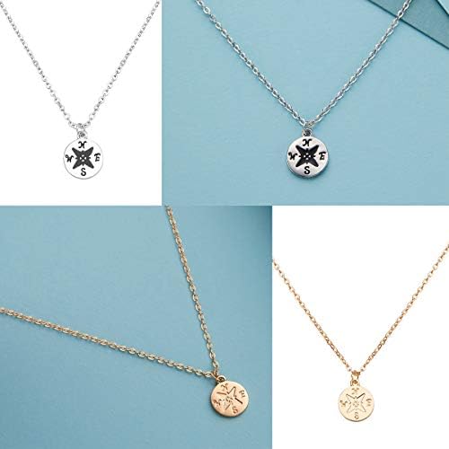 Zealmer Dainty 18K Gold Plated Compass World Map Pendant Necklace Graduation Gift for Friends - Image 4