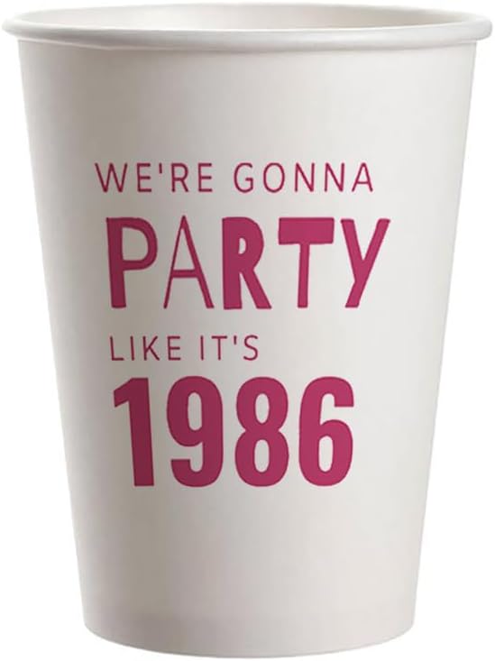 SharkBliss 1986 40th Birthday Party Cups 9oz Pink 20 Pack for Him Her – Party Like It's 1986