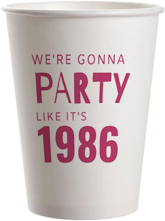SharkBliss 1986 40th Birthday Party Cups 9oz Pink 20 Pack for Him Her – Party Like It's 1986