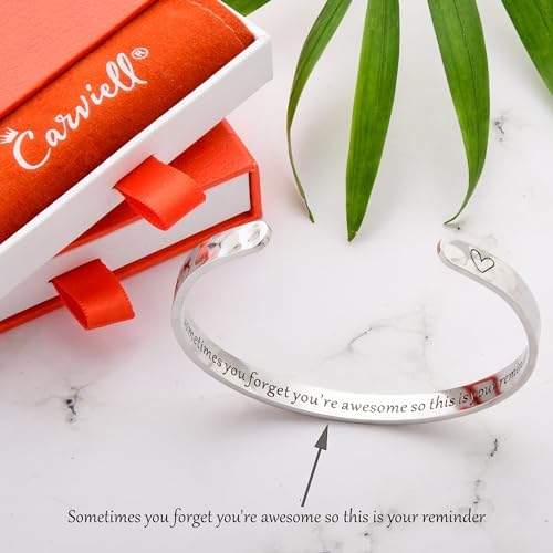 Carviell Bracelets for Women – 100+ Meaningful Engraved Messages – Solid 316L Surgical Stainless Steel Cuff Bracelet – Gift Ready - Image 4