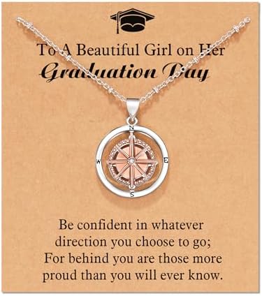 Shonyin Graduation Gift for Her Girls, Compass Necklace Graduation Gifts by Shonyin