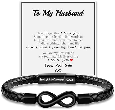 Leather Bracelet Gifts for Men, To My Son Bracelet Fathers Day Bracelet Gifts Dad Grandpa Love You Forever Engraved Birthday Valentines Graduation Gift Infinity Knot Jewelry by Sistble