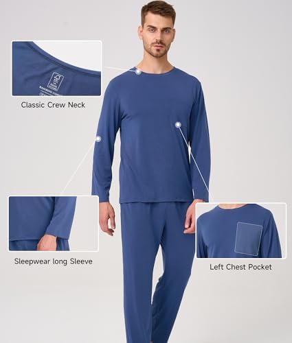BAMBOO COOL Men's Pajama Set Long Sleeve PJs with Pants & Pockets - Image 4
