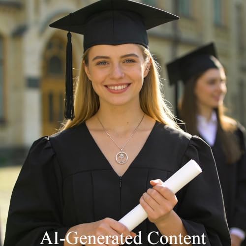 Ritach Graduation Gift for Her - Class of 2026 Graduation Cap Initial Necklace Silver Cubic Zirconia Graduation Necklace Masters Degree High School College Graduation Gift for Her - Image 3