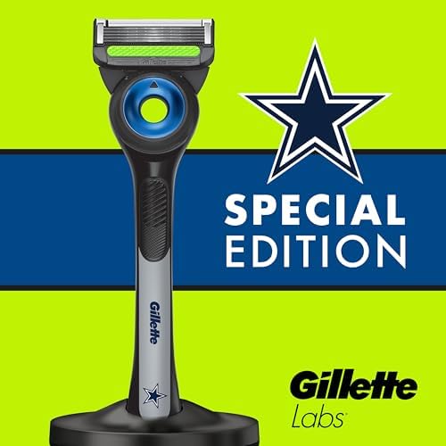Gillette Labs Special NFL Cowboys Edition Shaving Razor for Men - 1 Handle, 4 Razor Blade Refills & Magnetic Stand, GilletteLabs with Exfoliating Bar - Image 7