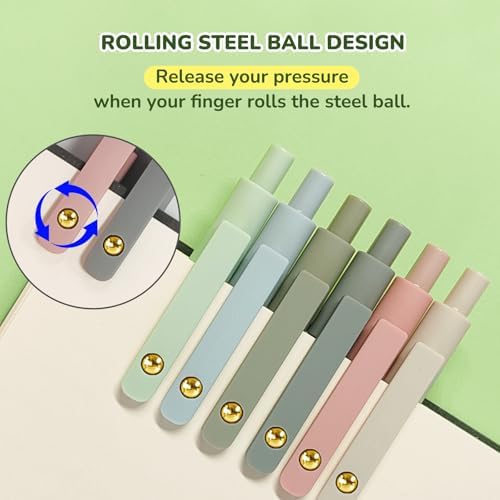 UIXJODO Gel Pens, 6 Pcs Black Ink Pens for Women, 0.5mm Fine Point Smooth Writing Pens, High-End Series Retractable Pens for Journaling Note Taking (6 Pcs Gold Morandi) - Image 2