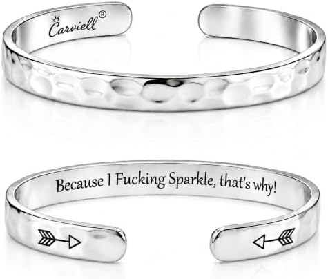 Carviell Bracelets for Women – 100+ Meaningful Engraved Messages – Solid 316L Surgical Stainless Steel Cuff Bracelet – Gift Ready by Carviell