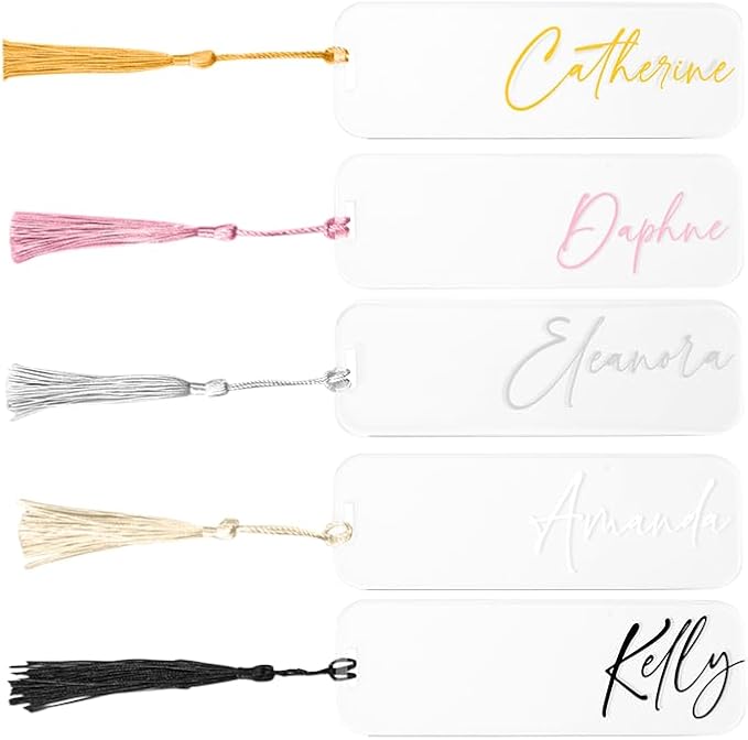 Customizable Name Clear Acrylic Bookmark Bookmarks for Women Elegant Transparent Name Design Personalized Bookmark 21st Birthday Gifts for Women Book Markers for Reading