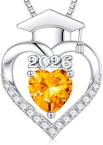Turandoss Graduation Necklace for Women Her 2026-14K White Gold Plated Dainty Pendant Created Birthstone Necklaces for Women Her Mom Daughter, Small Simple Jewelry Gifts by TurandossJewelry