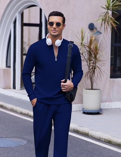 COOFANDY Men's 2 Piece Tracksuit Set Polo Athletic Sweatsuit Quarter Zip Jogging Long Sleeve Casual Sports Outfits - Image 5