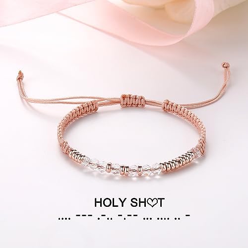 Morse Code Bracelets for Women Mothers Day Gifts 2026 Graduation Gifts Mom Birthday Gift Pink Braided Bracelets Teen Trendy Stuff Inspirational Best Friend Birthday Gifts for Daughter Girlfriend Christmas Stocking Stuffers Jewelry - Image 4