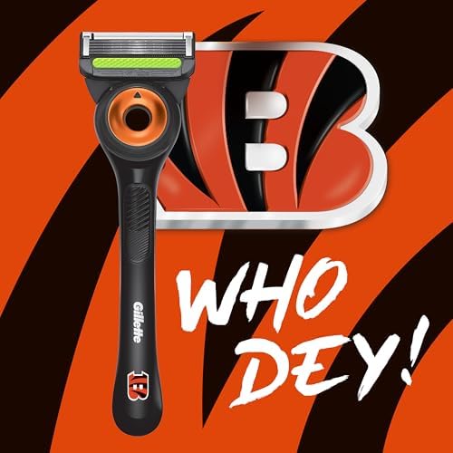Gillette Labs Special NFL Bengals Edition Shaving Razor for Men - 1 Handle, 4 Razor Blade Refills & Magnetic Stand, GilletteLabs with Exfoliating Bar - Image 2