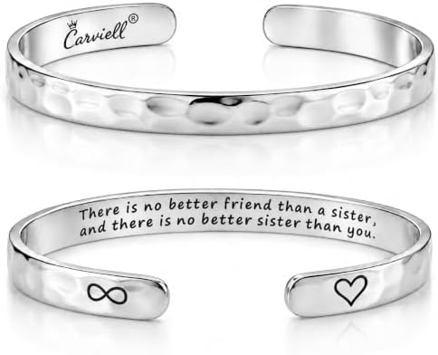 Carviell Bracelets for Women – 100+ Meaningful Engraved Messages – Solid 316L Surgical Stainless Steel Cuff Bracelet – Gift Ready by Carviell