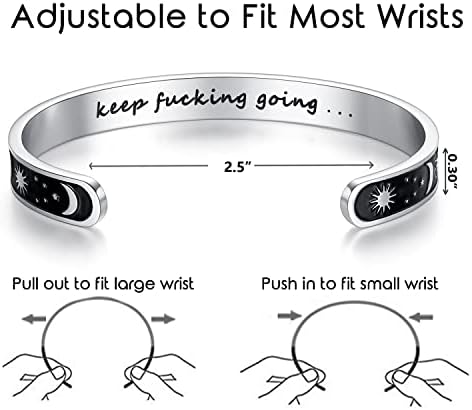 TONY & SANDY Inspirational Bracelets for Women Teen Girls Personalized Gifts for Daughter Granddaughter Mom Sister Friends Stainless Steel Engraved Cuff Birthday Easter Christmas - Image 4