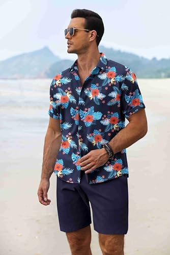 COOFANDY Men's Summer Beach Outfits 2 Piece Short Sleeve Shirts and Shorts Vacation Texture Linen Sets for Men - Image 6