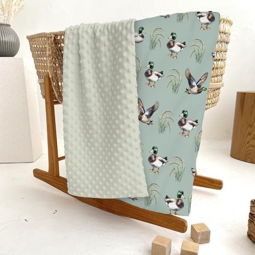 Green Mallard Ducks Baby Blankets for Girl Boy Duck Hunting Season Soft Mink Dotted Backing Double Layer Swaddle Receiving Blanket for Toddler Nursery Lake Wild Ducks Hunter Nursery Bed Blanket 30x40 - Image 6