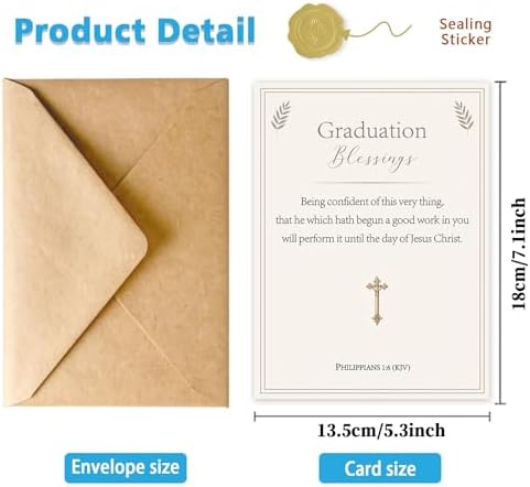 Christian Graduation Card with Bible Verse Philippians 1:6, Religious Graduation Blessings Card, Faith Graduation Gift for Him Her, High School College Graduate - Image 3
