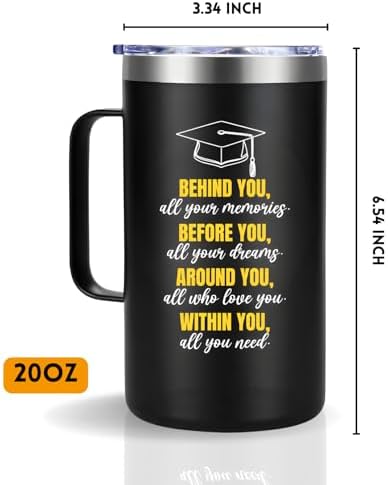 Grandson Graduation Gifts 2026, Insulated Coffee Mug with Handle 20oz, Graduation Gift for Grandson, College and High School Grad Gifts for Him, Proud Message Tumbler with Lid - Image 2