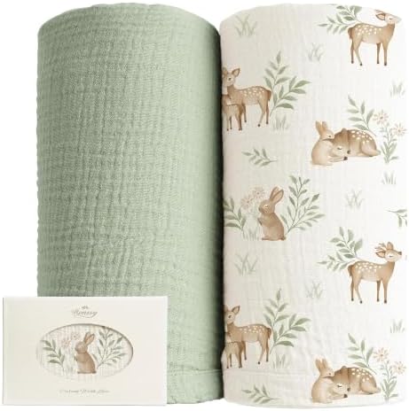 Konssy Muslin Swaddle Blankets, 100% Cotton Receiving Blankets, 47"x 47" by Konssy
