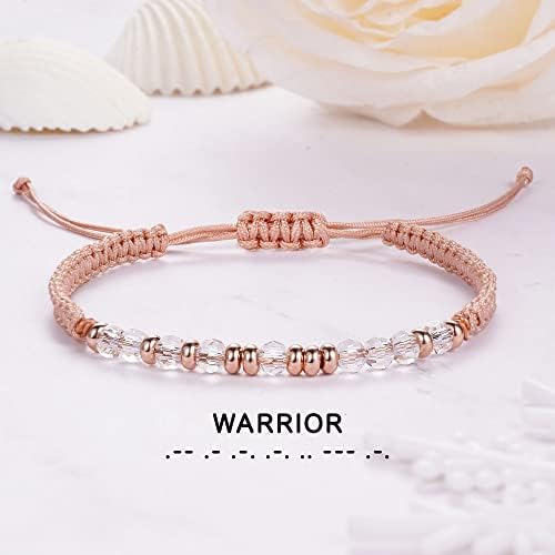 Morse Code Bracelets for Women Mothers Day Gifts 2026 Graduation Gifts Mom Birthday Gift Pink Braided Bracelets Teen Trendy Stuff Inspirational Best Friend Birthday Gifts for Daughter Girlfriend Christmas Stocking Stuffers Jewelry - Image 5