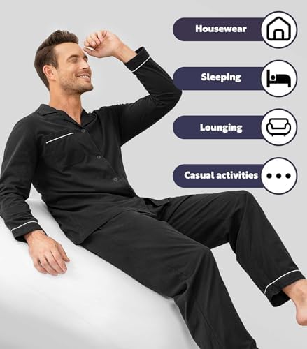 DAVID ARCHY Men's Pajama Set, Premium Combed Cotton Long Sleeve Sleepwear - Image 6