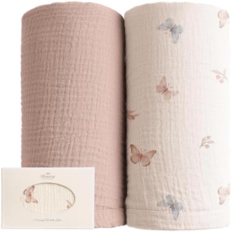 Konssy Muslin Swaddle Blankets, 100% Cotton Receiving Blankets, 47"x 47" by Konssy