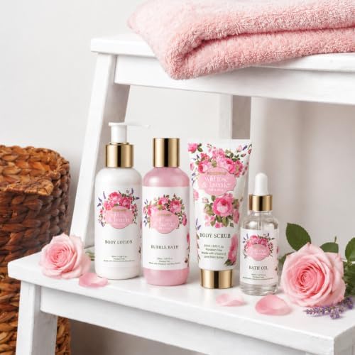 Spa Bath Gift Set in Pink Mini Bathtub with Bath Bomb, Loofah, and Ribbon, Self-Care Gift - Image 3