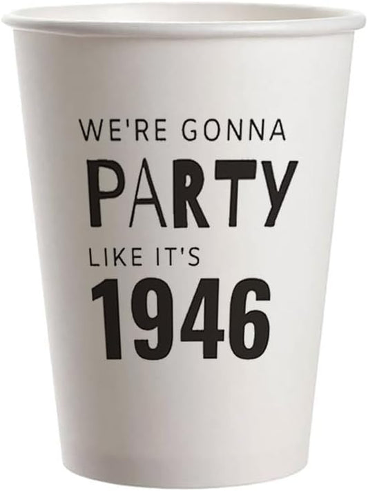 SharkBliss 1946 80th Birthday Party Cups 9oz Black 20 Pack for Men Women – Party Like It's 1946