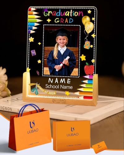Personalized Graduation Gifts Custom Photo Name Night Light LED Table Lamp for 2026 University High School Senior Keepsake(Kindergarten) by UUBAO