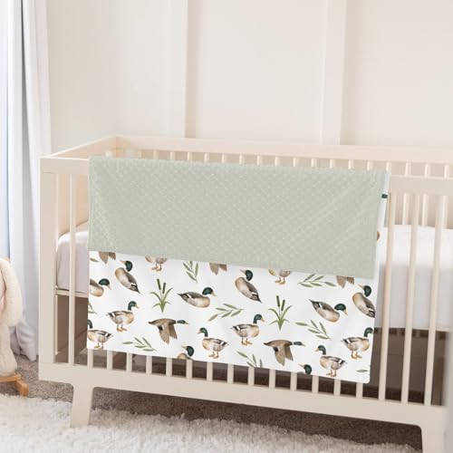 Mallard Duck Hunting Baby Blankets for Girl Boy Wild Ducks Leaves Soft Mink Dotted Backing Double Layer Swaddle Receiving Blanket Retro Hunting Animals Bed Throws for Newborn Toddler Nursery 30x40 - Image 5
